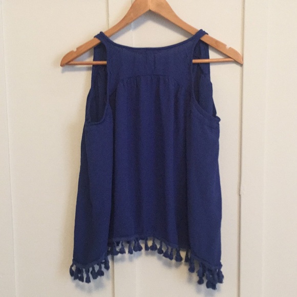 *SOLD* Cobalt Blue Tassel Shirt - Picture 2 of 6